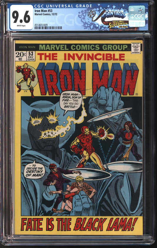 Marvel Iron Man #53 12/72 FANTAST CGC 9.6 White Pages