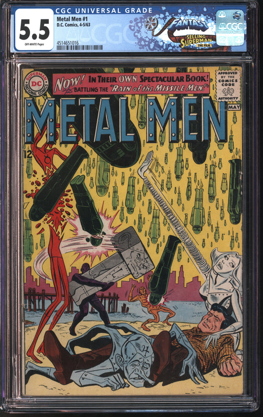 D.C. Comics Metal Men #1 4-5/63 FANTAST CGC 5.5 Off-White Pages