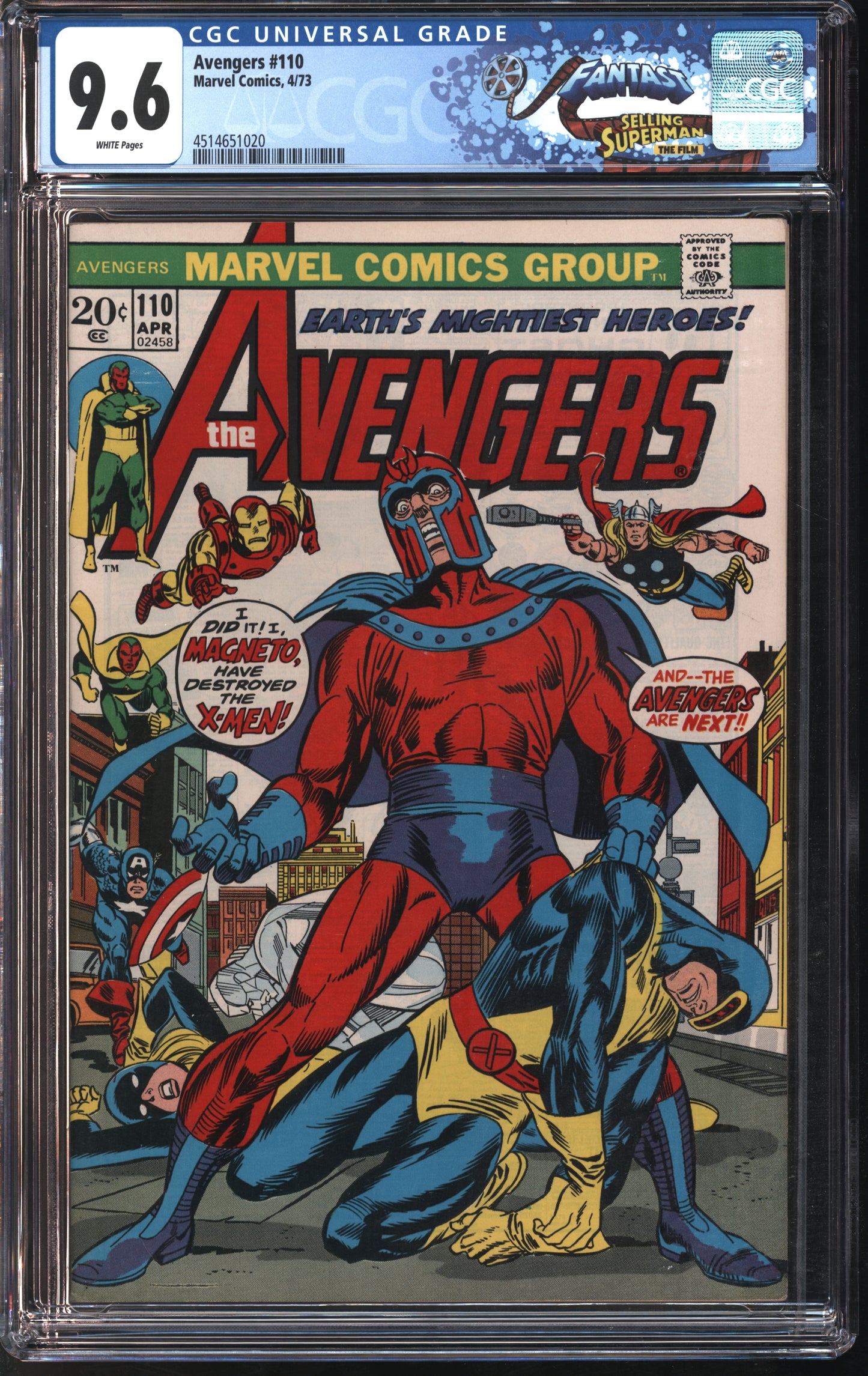 Marvel Avengers #110 4/73 FANTAST CGC 9.6 White Pages