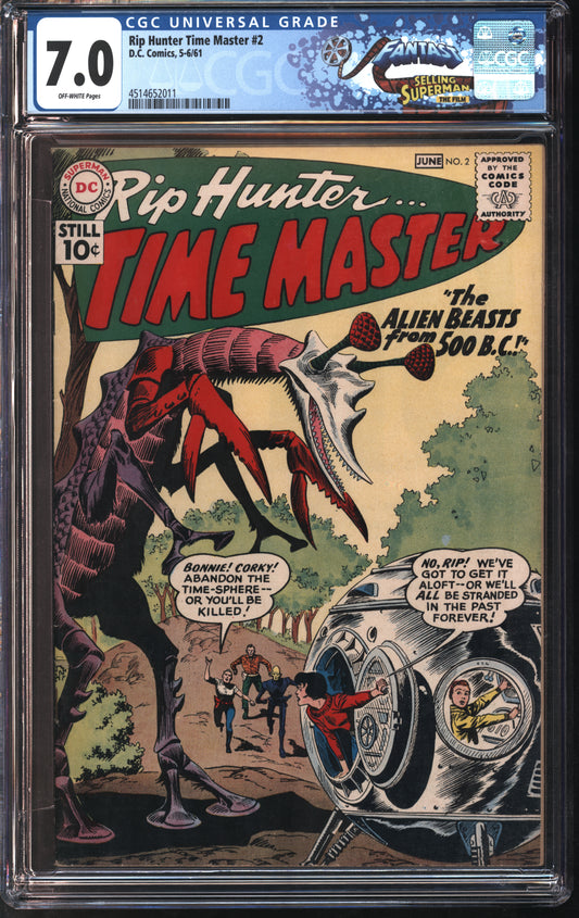 D.C. Comics Rip Hunter Time Master #2 5-6/61 FANTAST CGC 7.0 Off-White Pages