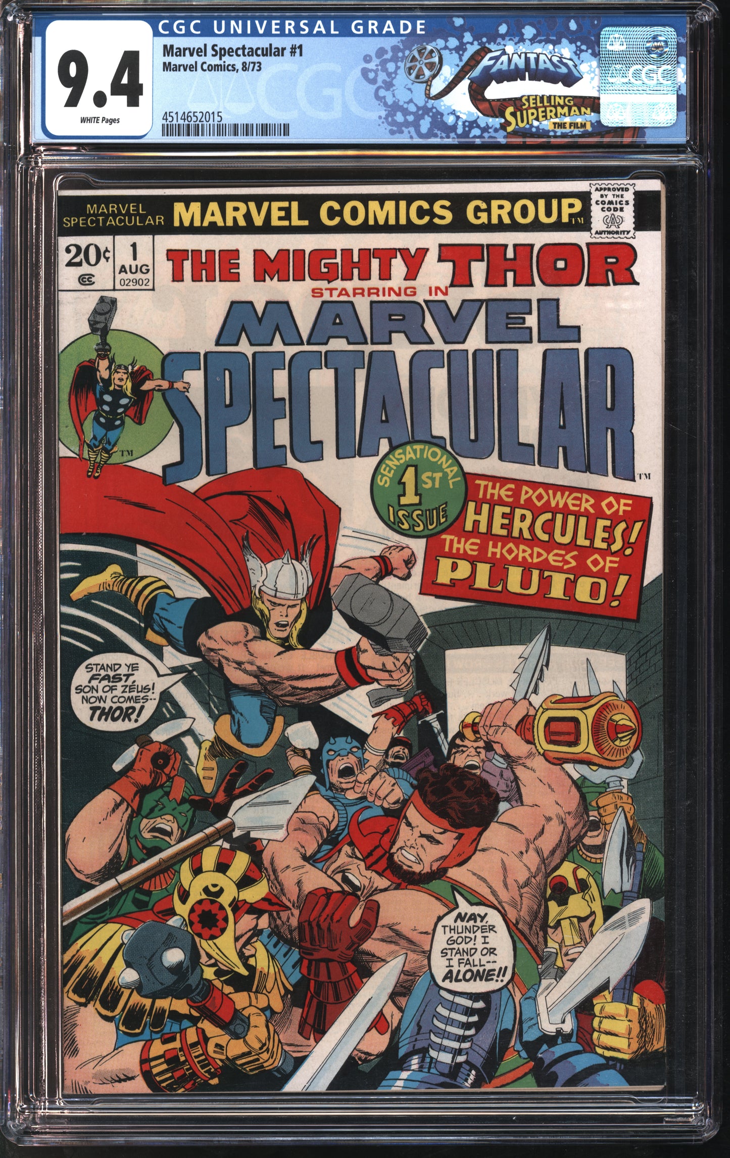 Marvel Spectacular #1 8/73 FANTAST CGC 9.4 White Pages