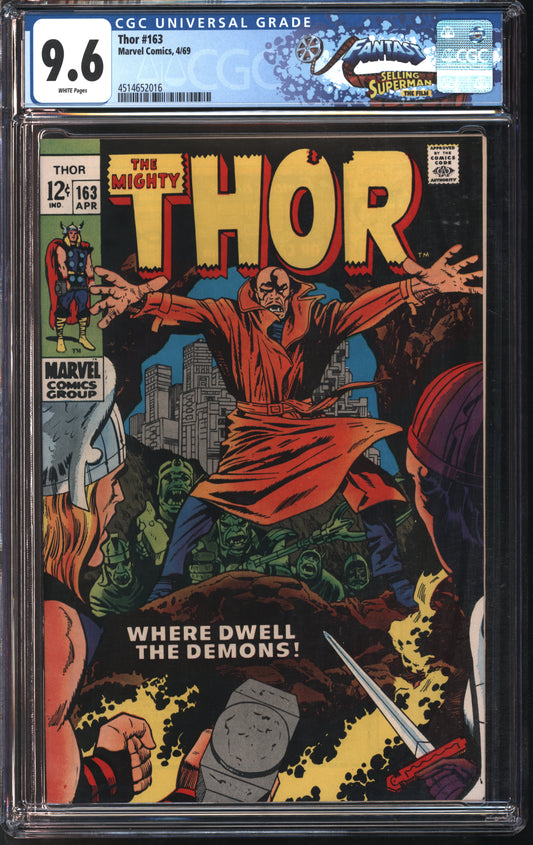 Marvel Comics Thor #163 4/69 FANTAST CGC 9.6 White Pages