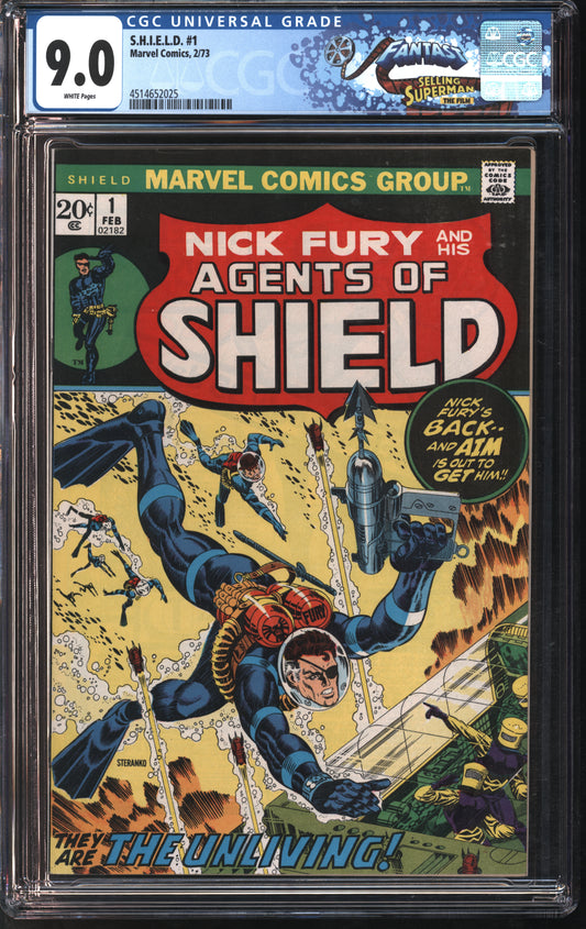 Marvel S.H.I.E.L.D. (SHIELD) #1 2/73 FANTAST CGC 9.0 White Pages