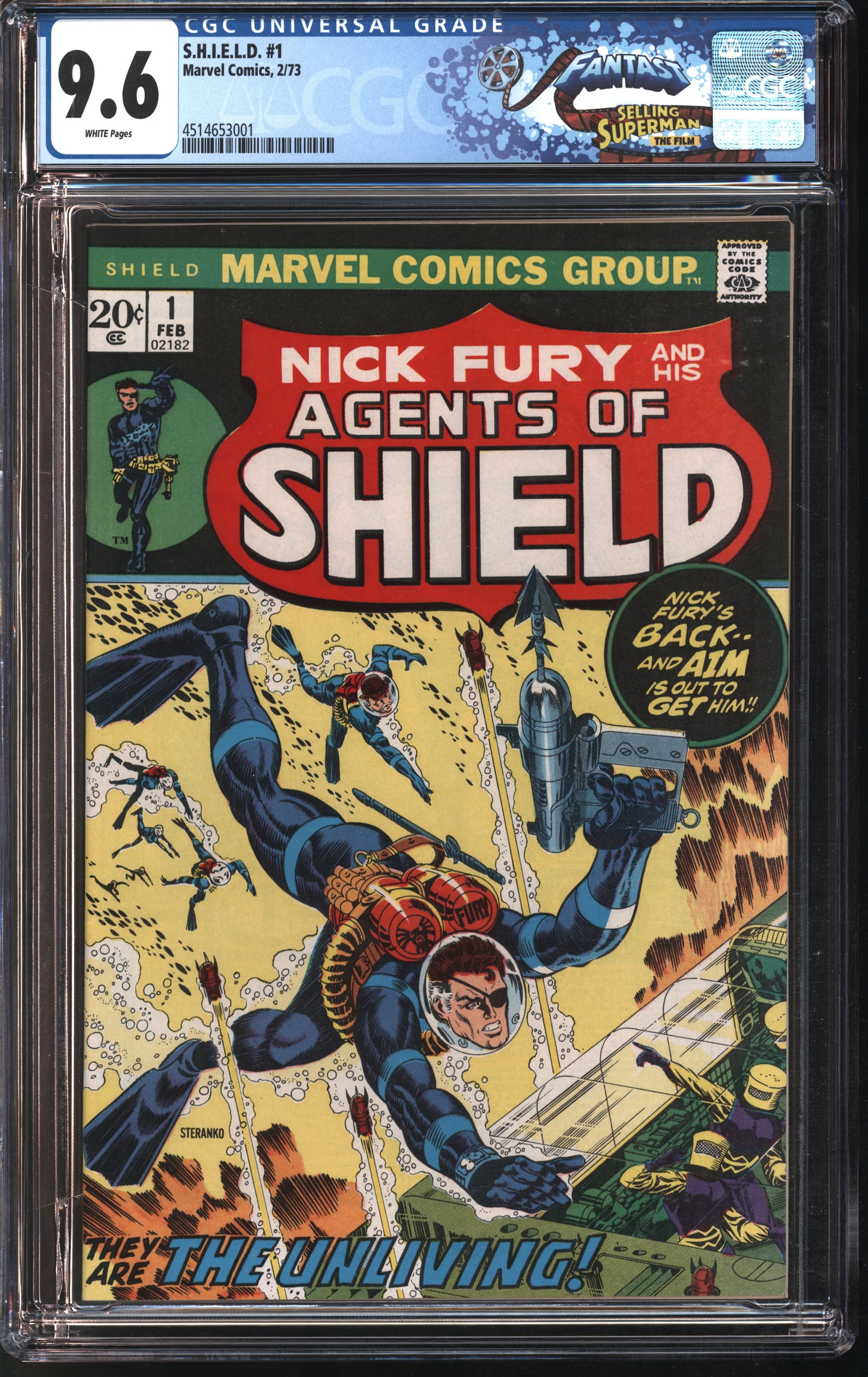 Marvel S.H.I.E.L.D. (SHIELD) #1 2/73 FANTAST CGC 9.6 White Pages