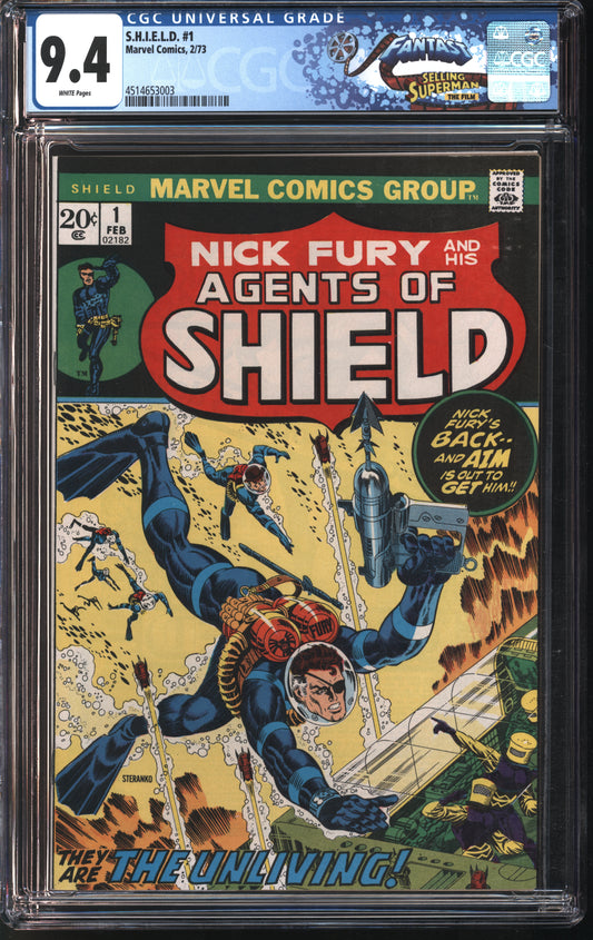 Marvel S.H.I.E.L.D. (SHIELD) #1 2/73 FANTAST CGC 9.4 White Pages