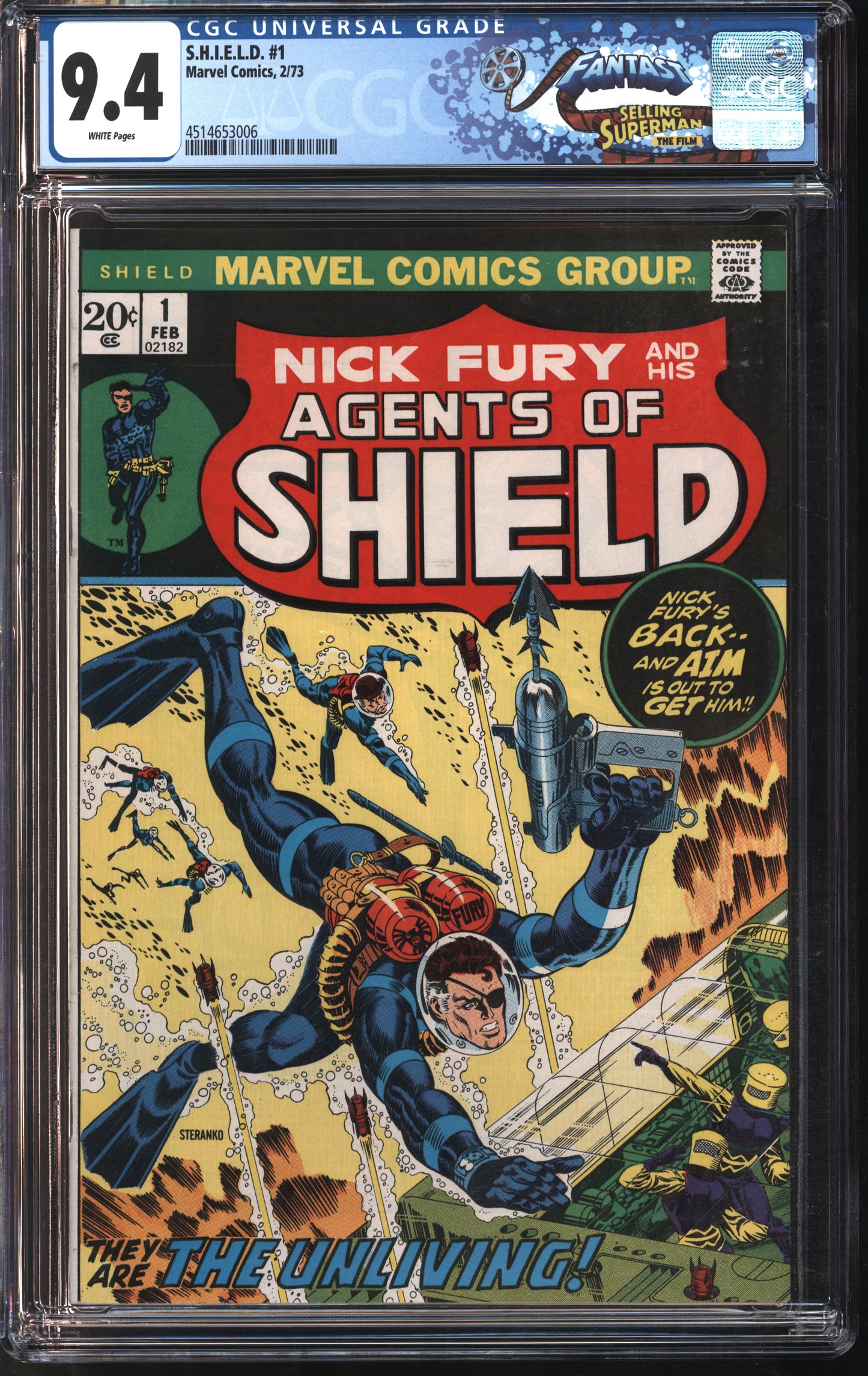 Marvel S.H.I.E.L.D. (SHIELD) #1 2/73 FANTAST CGC 9.4 White Pages