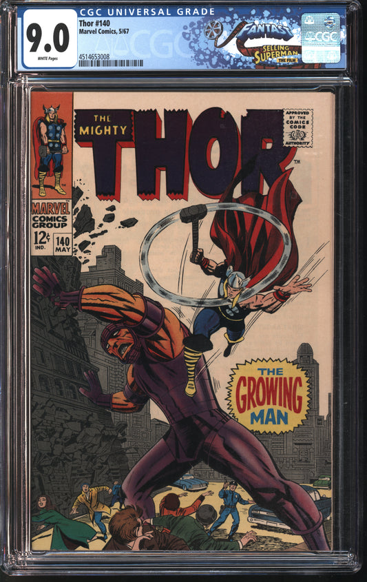 Marvel Thor #140 5/67 FANTAST CGC 9.0 White Pages