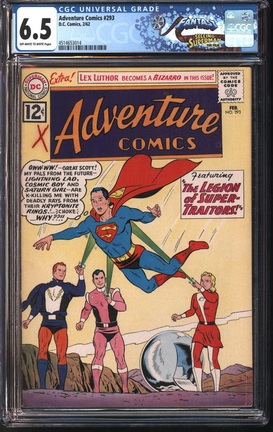 D.C. Comics Adventure Comics #293 2/62 FANTAST CGC 6.5 Off-White to White Pages