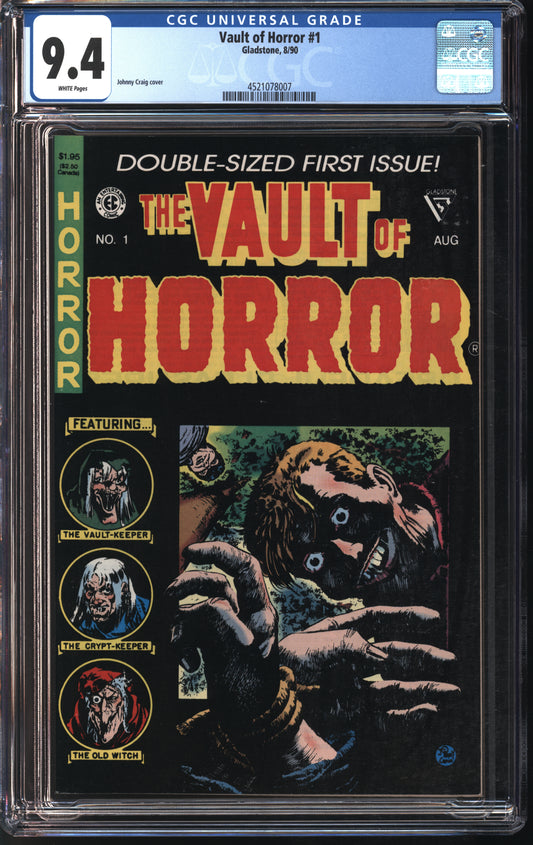 Gladstone Vault of Horror #1 8/90 CGC 9.4 White Pages