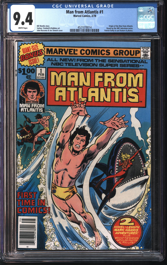 Marvel Comics Man from Atlantis #1 2/78 CGC 9.4 White Pages