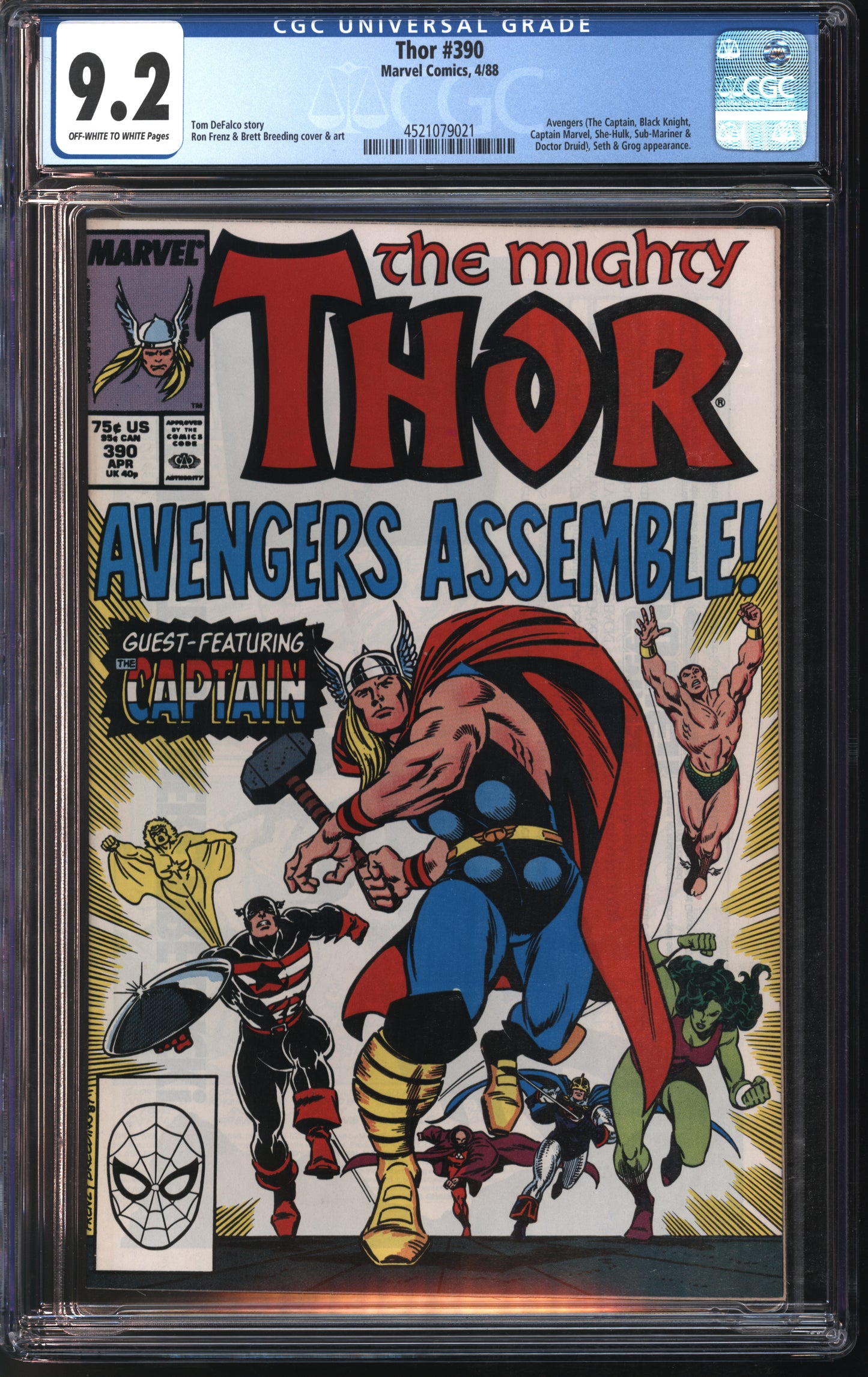 Marvel Comics Thor #390 4/88 CGC 9.2 Off-White to White Pages