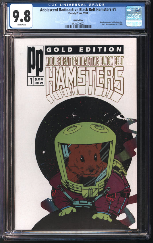 Parody Press Adolescent Radioactive Black Belt Hamsters #1 1993 Gold Edition CGC 9.8 White Pages