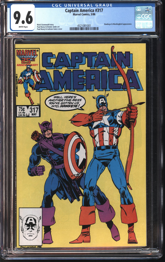 Marvel Comics Captain America #317 5/86 CGC 9.6 White Pages