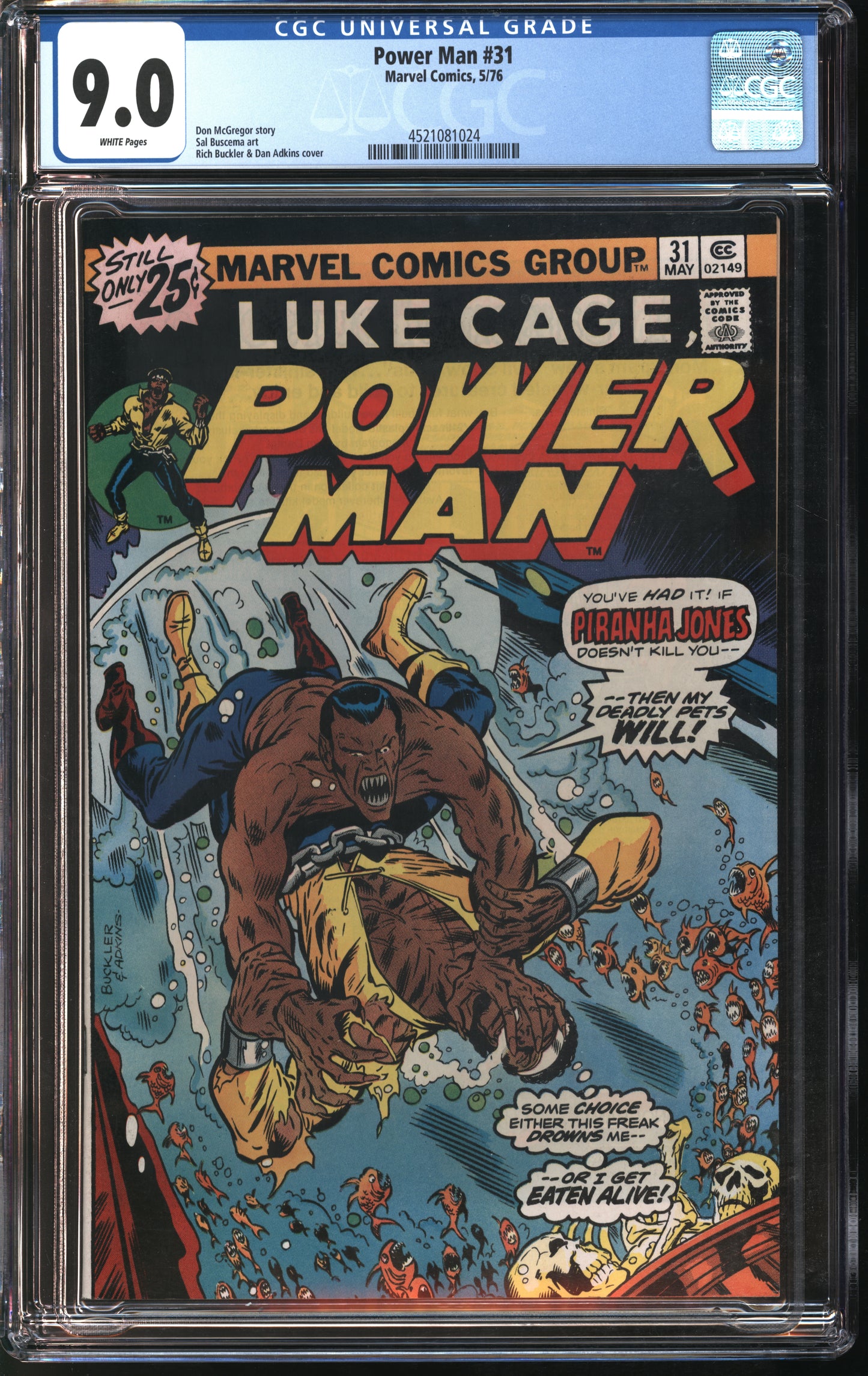 Marvel Comics Power Man #31 5/76 CGC 9.0 White Pages