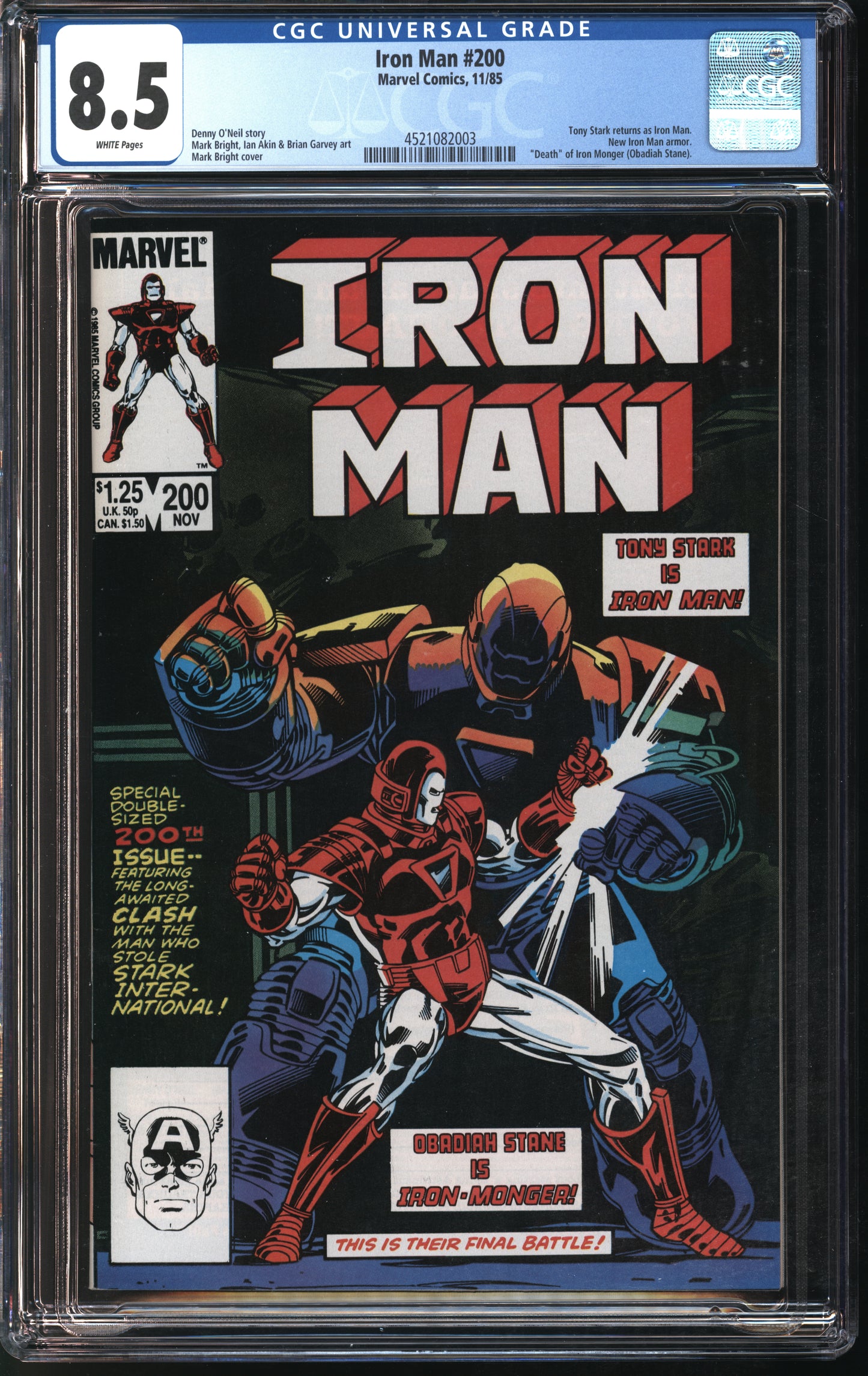 Marvel Iron Man #200 11/85 CGC 8.5 White Pages