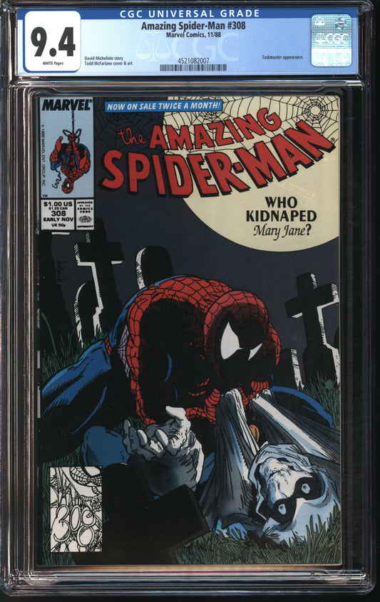 Marvel Comics Amazing Spider-Man #308 11/88 CGC 9.4 White Pages