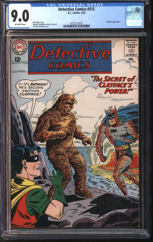 D.C. Comics Detective Comics #312 2/63 CGC 9.0 Off-White Pages
