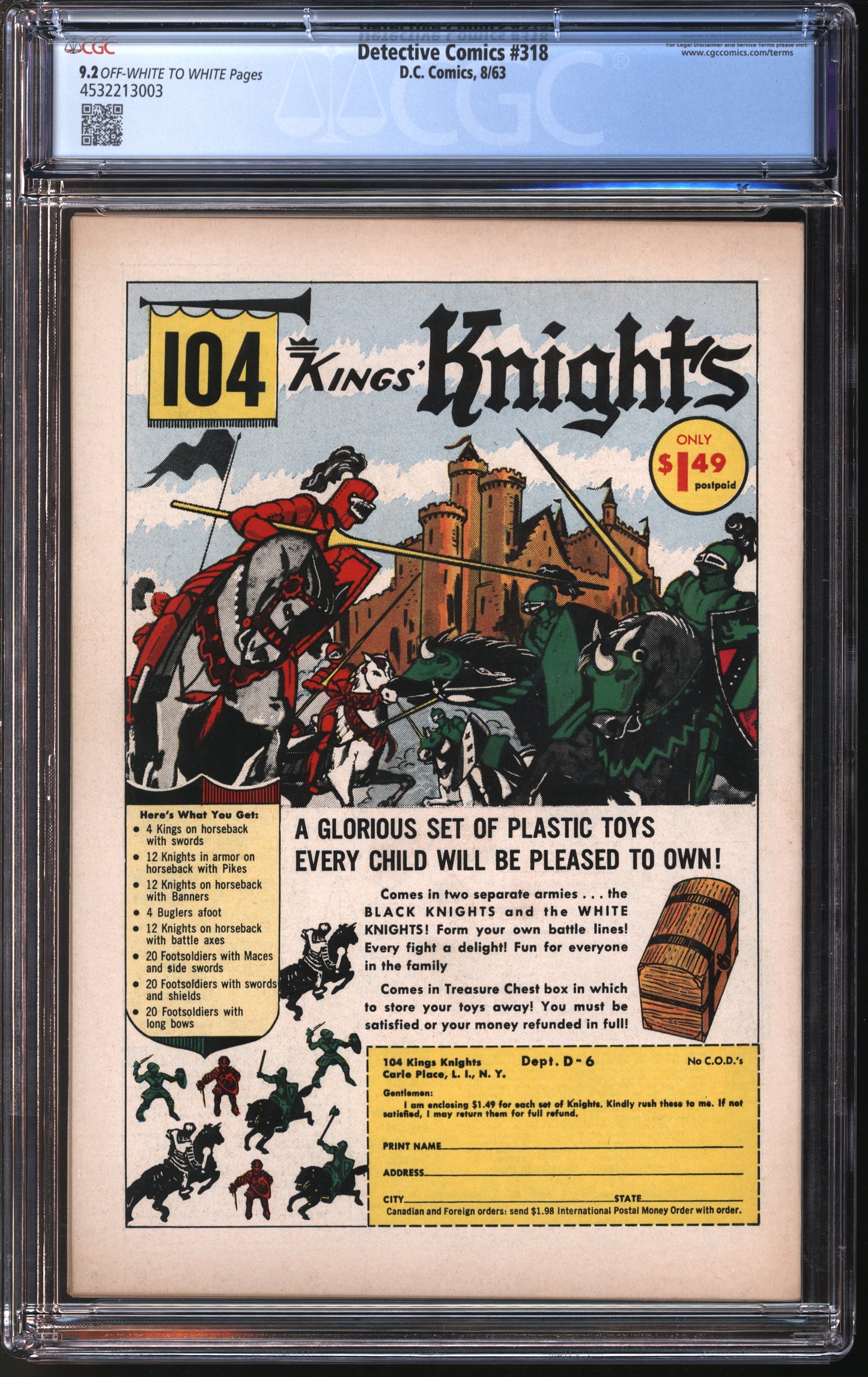 D.C. Comics Detective Comics #318 8/63 CGC 9.2 Off-White to White Pages