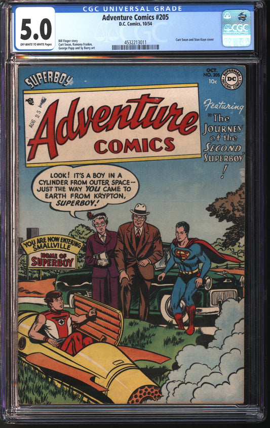 D.C. Comics Adventure Comics #205 10/54 CGC 5.0 Off-White to White Pages
