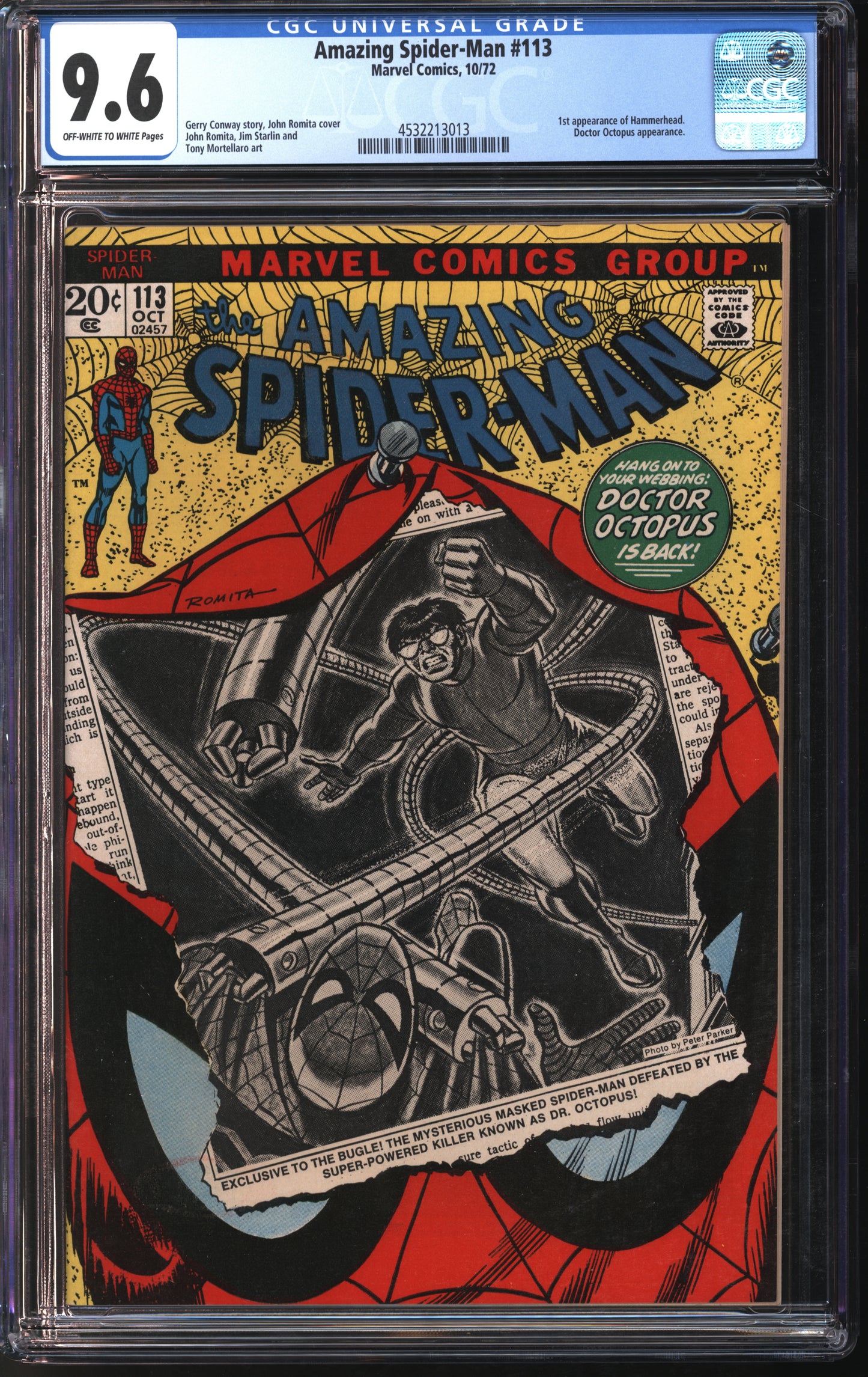 Marvel Comics Amazing Spider-Man #113 10/72 CGC 9.6 Off-White to White Pages
