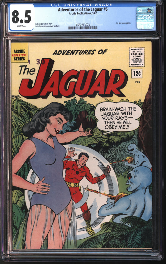 Archie Pub. Adventures of the Jaguar #5 3/62 CGC 8.5 White Pages