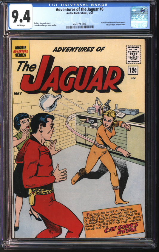 Archie Pub. Adventures of the Jaguar #6 5/62 CGC 9.4 White Pages