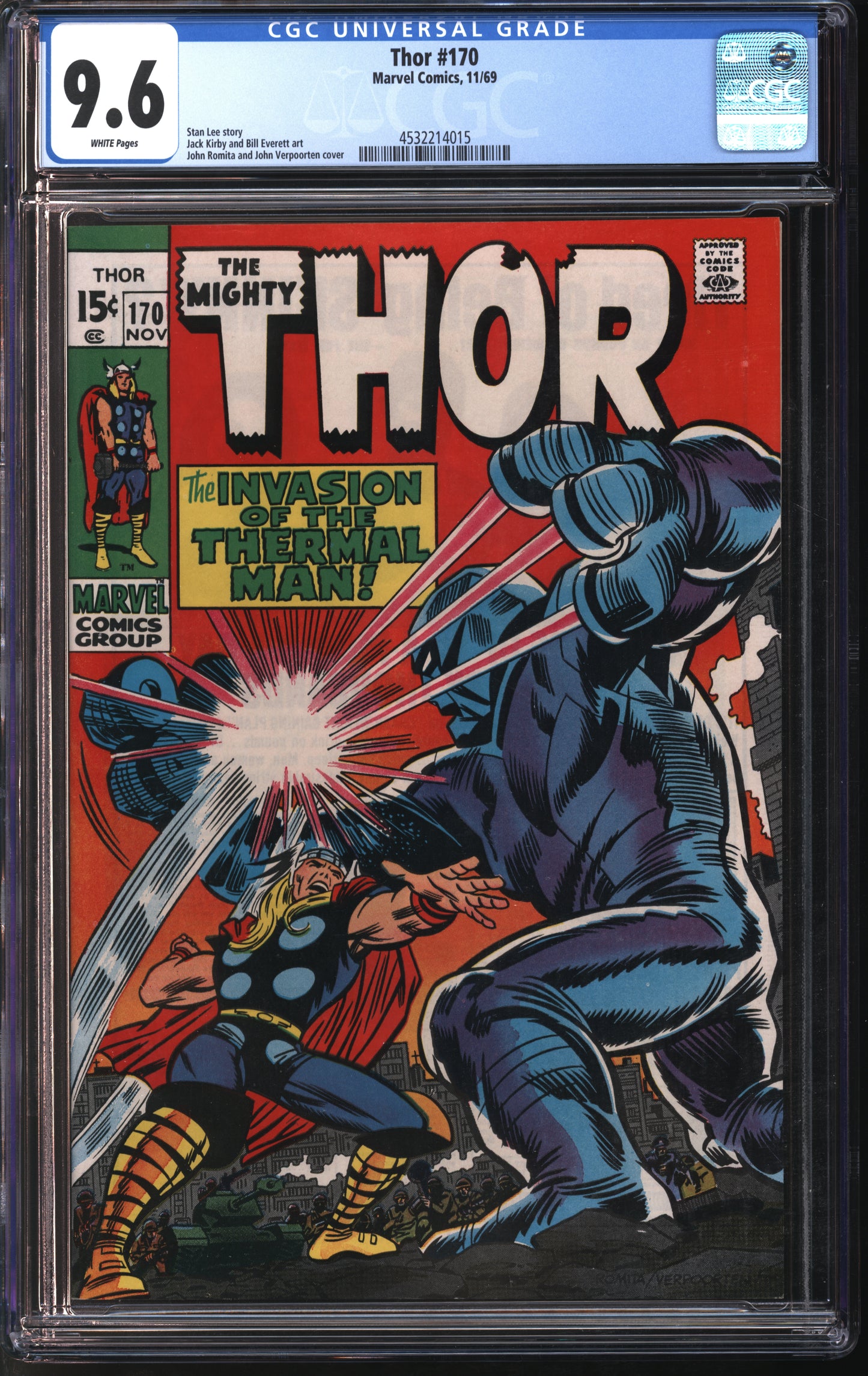 Marvel Comics Thor #170 11/69 CGC 9.6 White Pages