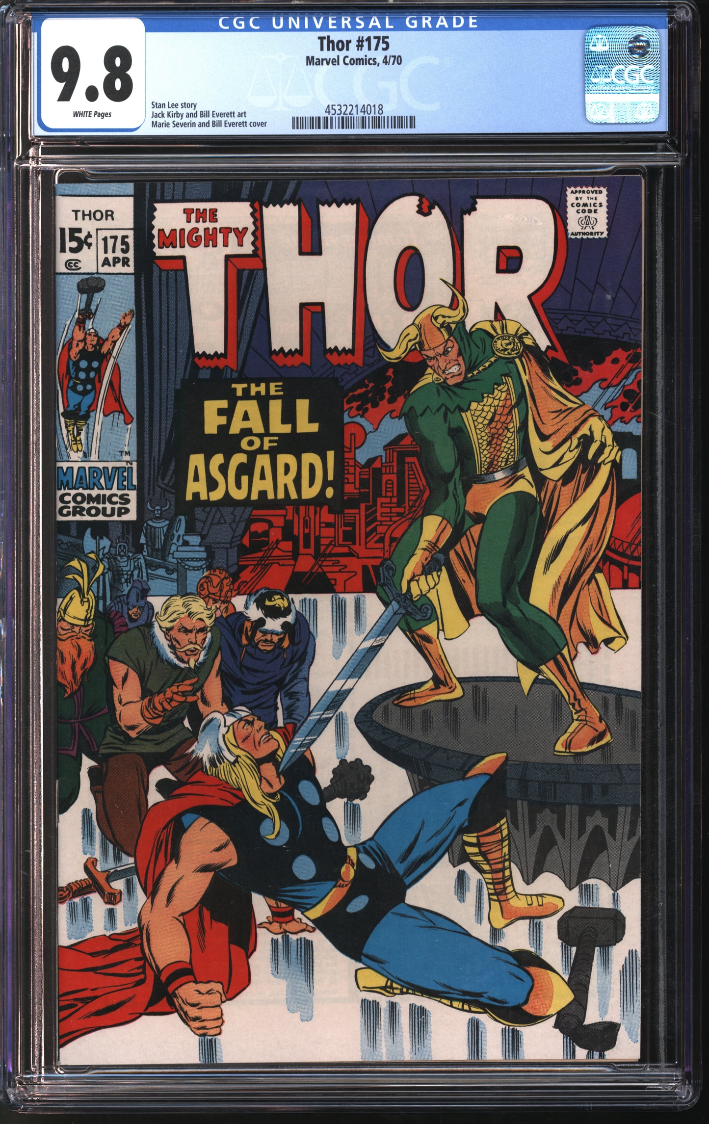Marvel Comics Thor #175 4/70 CGC 9.8 White Pages