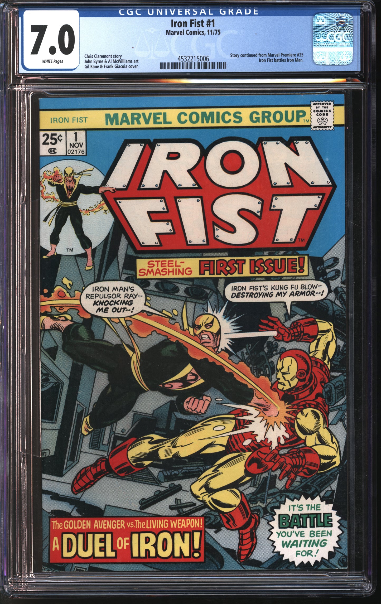 Marvel Comics Iron Fist #1 11/75 CGC 7.0 White Pages