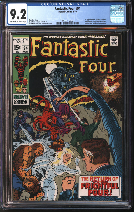 Marvel Comics Fantastic Four #94 1/70 CGC 9.2 Off-White to White Pages