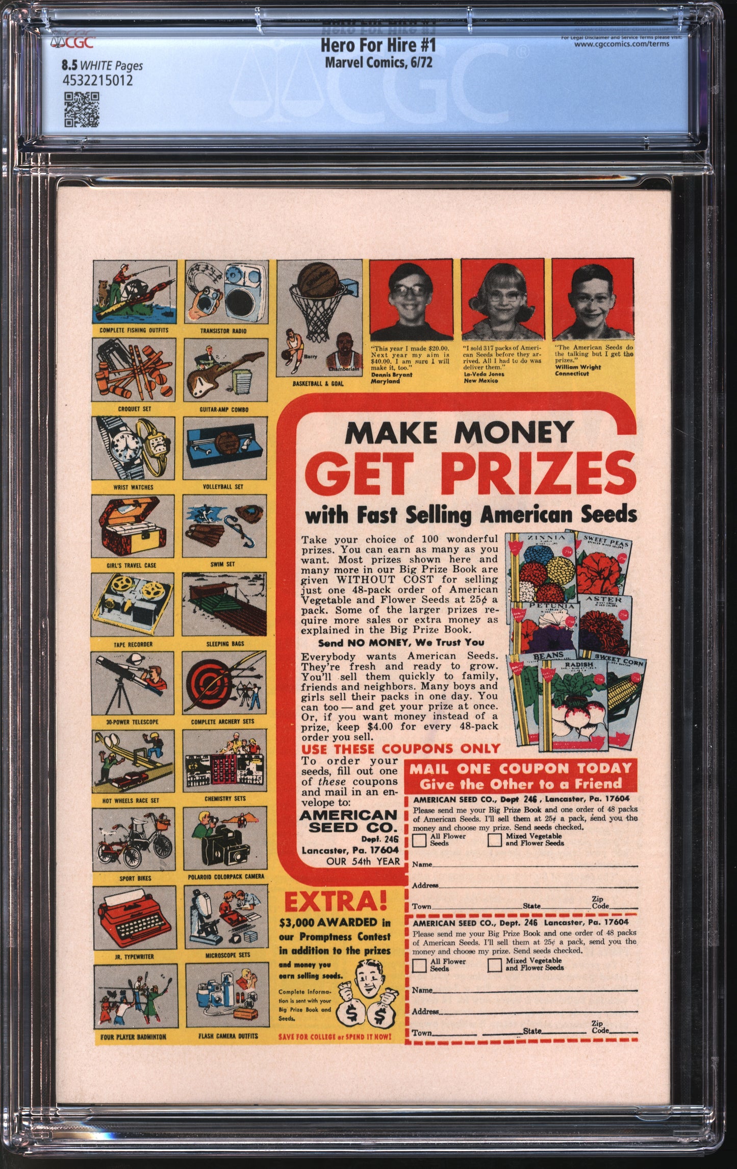 Marvel Comics Hero for Hire #1 6/72 CGC 8.5 White Pages