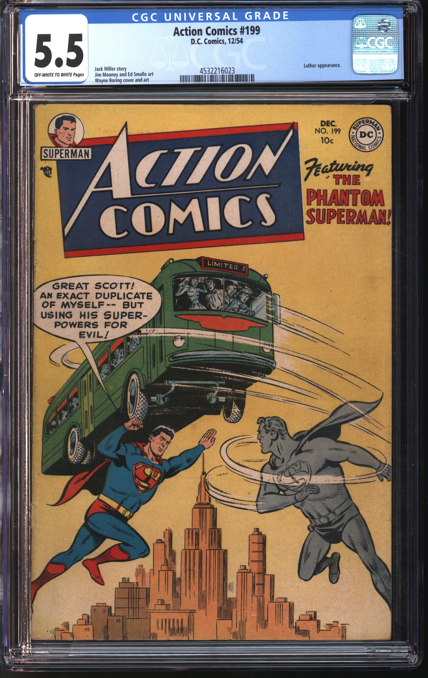 D.C. Comics Action Comics #199 12/54 CGC 5.5 Off-White to White Pages