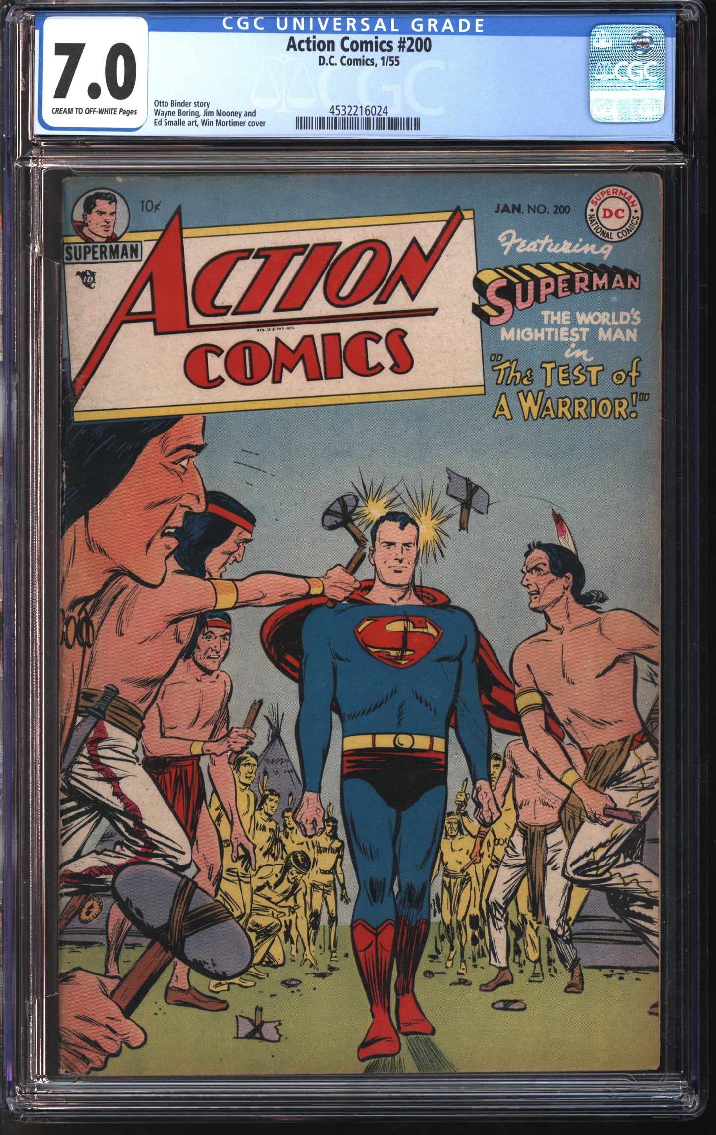 D.C. Comics Action Comics #200 1/55 CGC 7.0 Cream to Off-White Pages