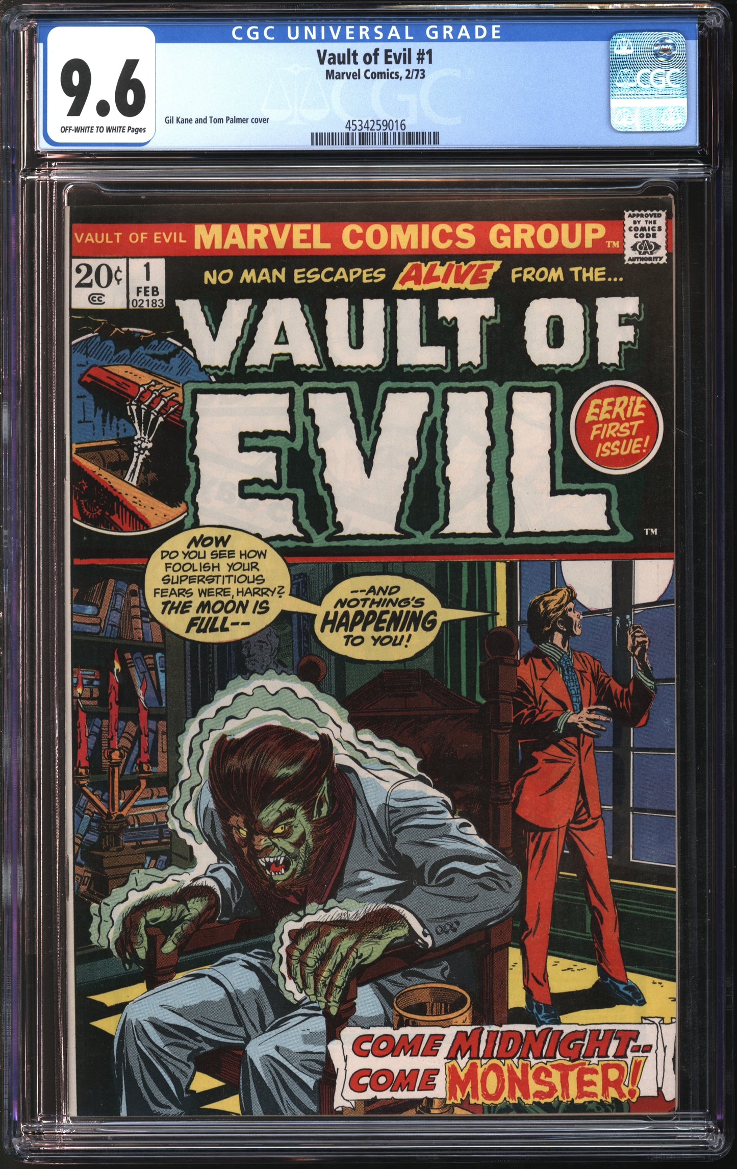 Marvel Comics Vault of Evil #1 2/73 CGC 9.6 Off-White to White Pages