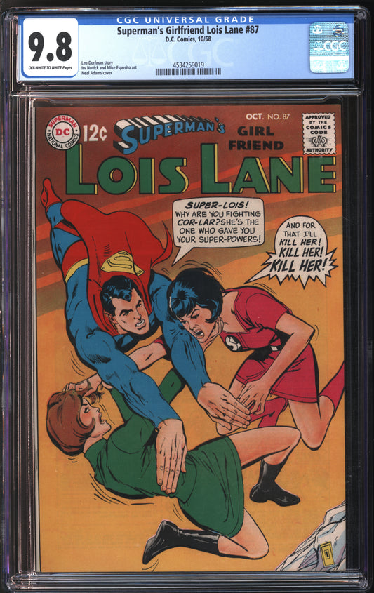 D.C. Comics Superman's Girlfriend Lois Lane #87 10/68 CGC 9.8 Off-White to White Pages