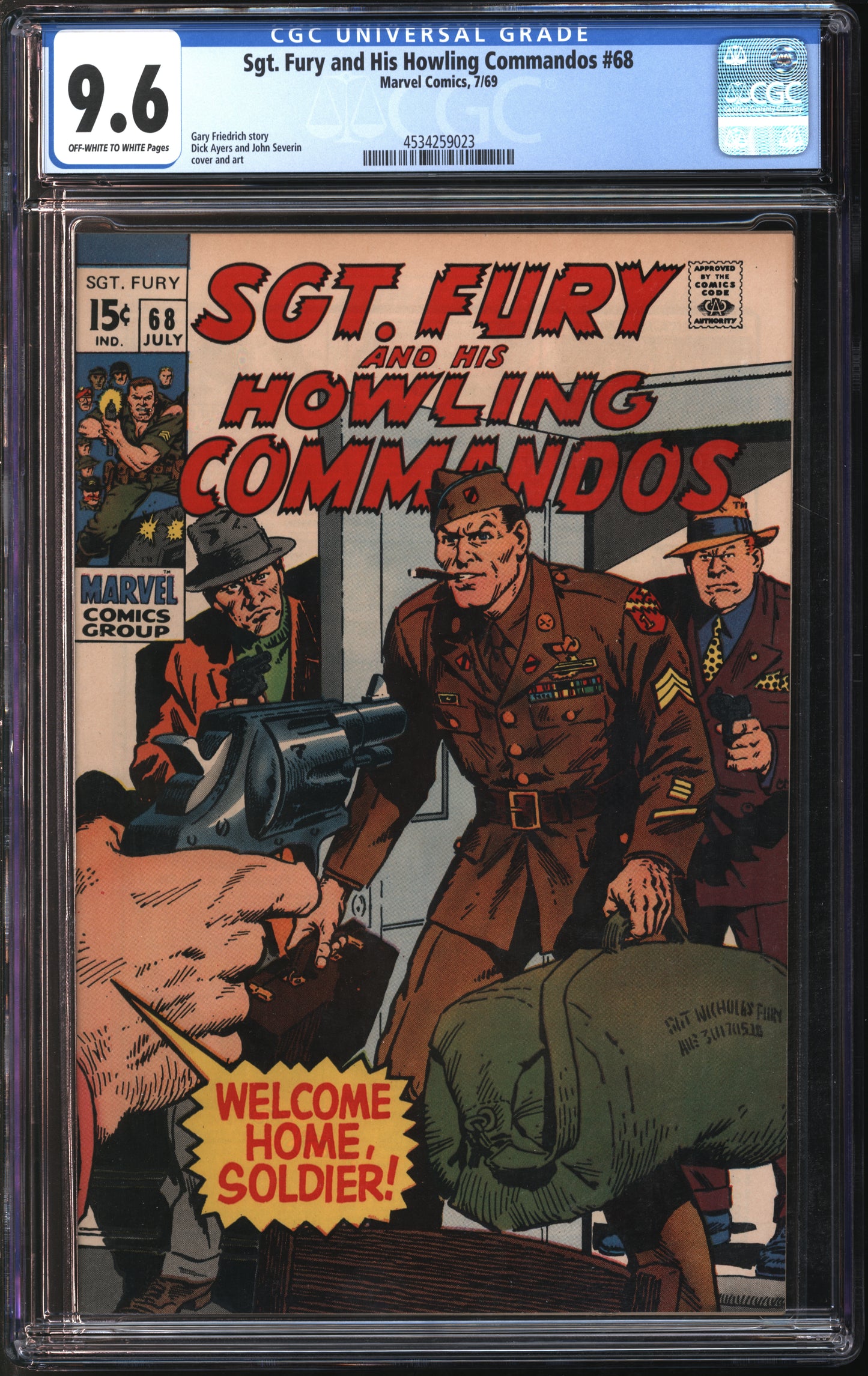 Marvel Comics Sgt. Fury and His Howling Commandos #68 7/69 FANTAST CGC 9.6 Off-White to White Pages