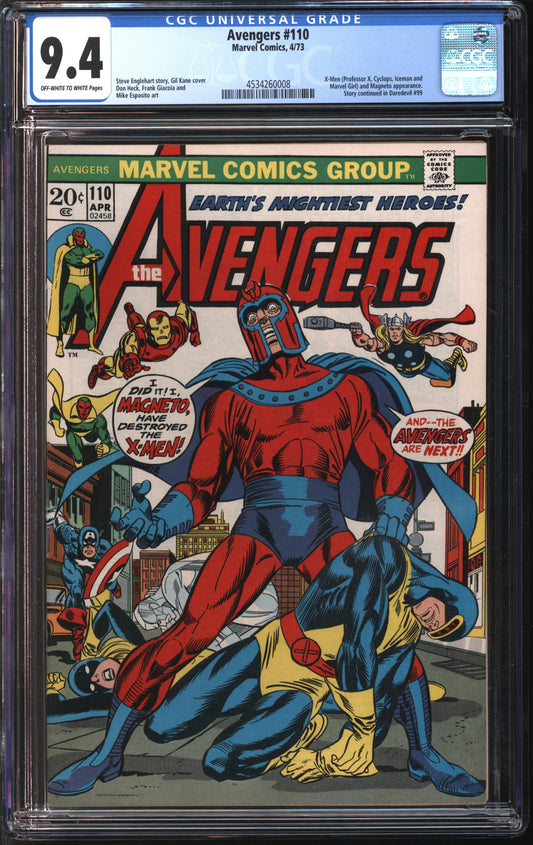 Marvel Comics Avengers #110 2/69 CGC 9.4 Off-White to White Pages