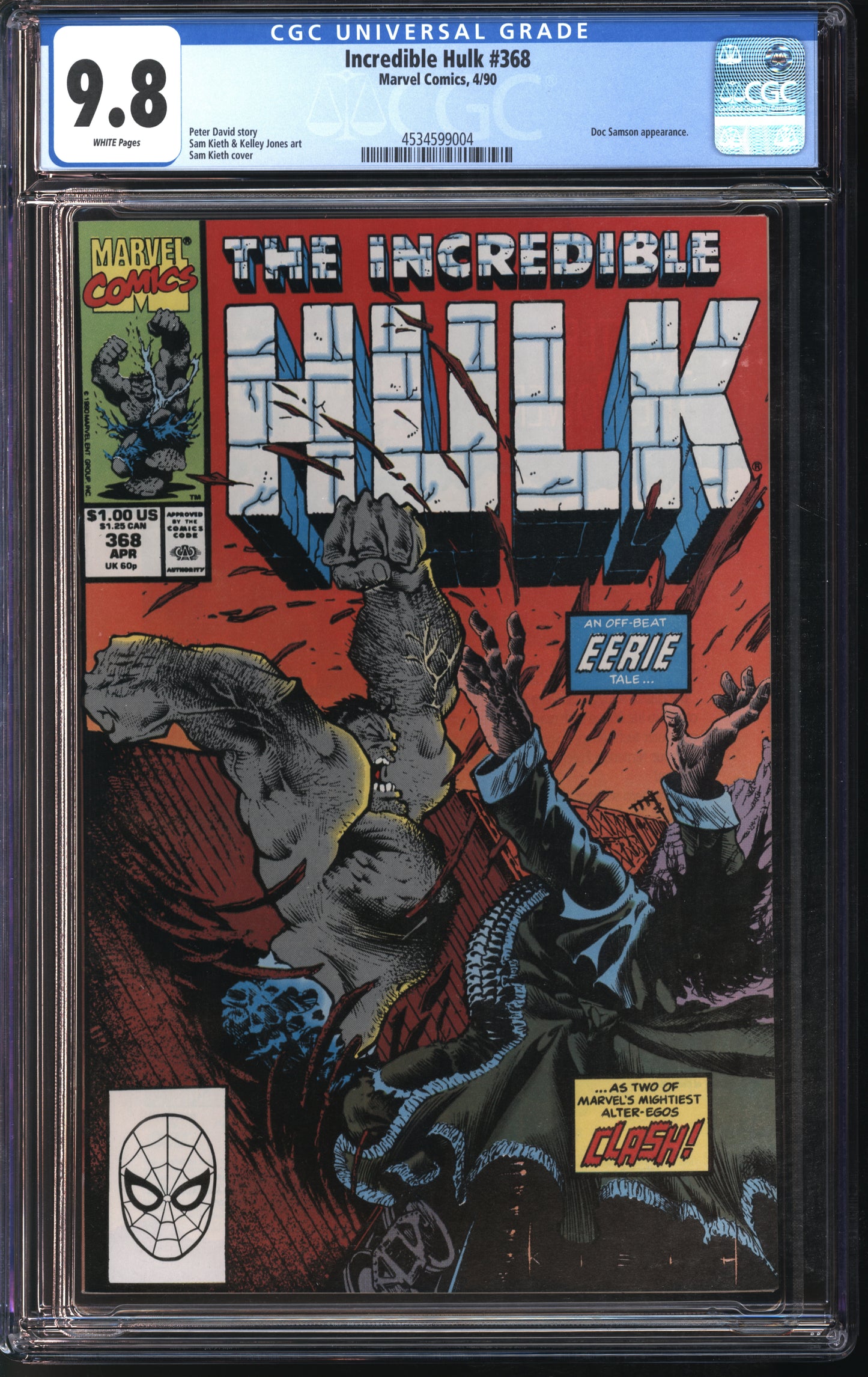 Marvel Comics Incredible Hulk #368 4/90 CGC 9.8 White Pages