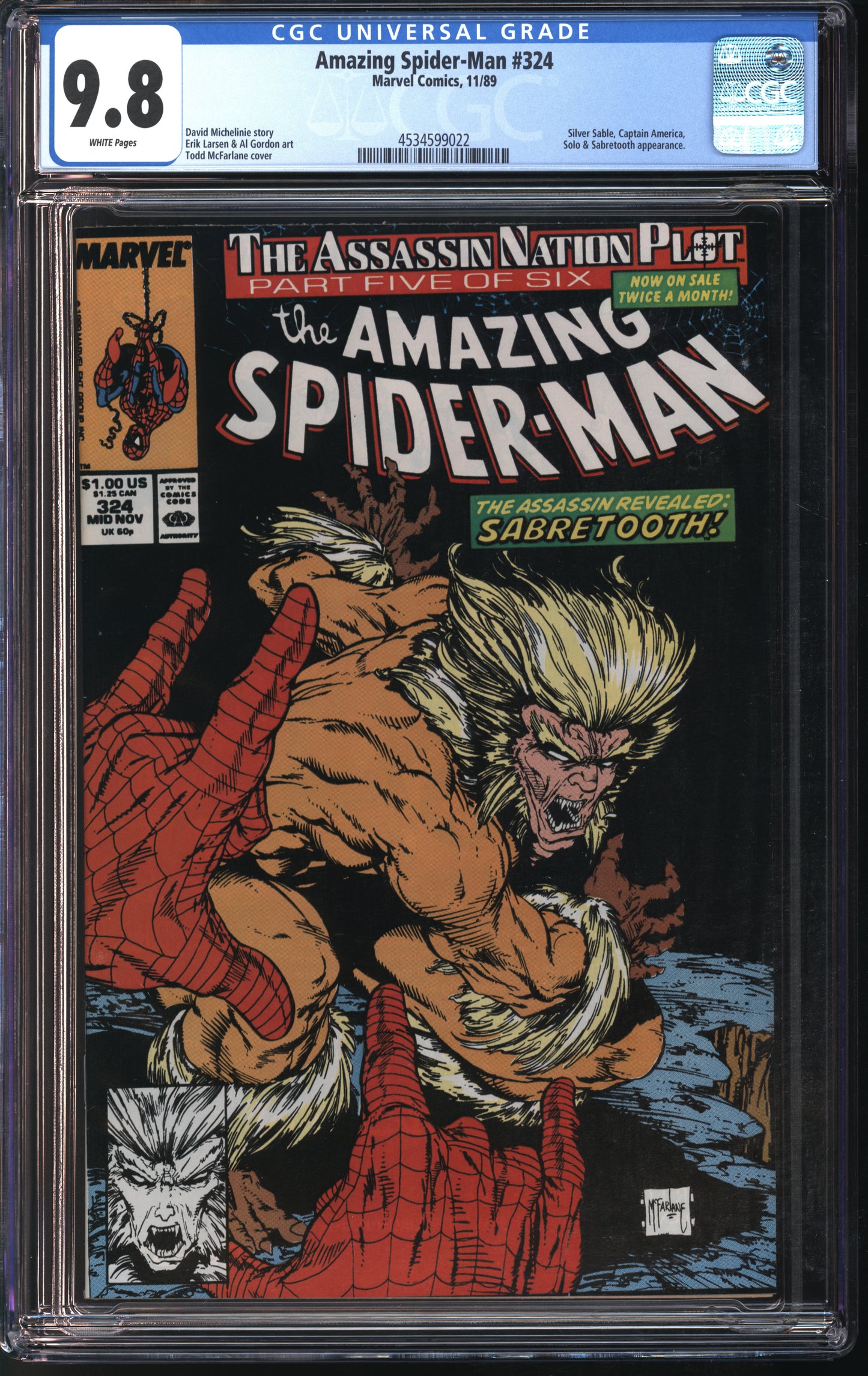 Marvel Comics Amazing Spider-Man #324 11/89 CGC 9.8 White Pages