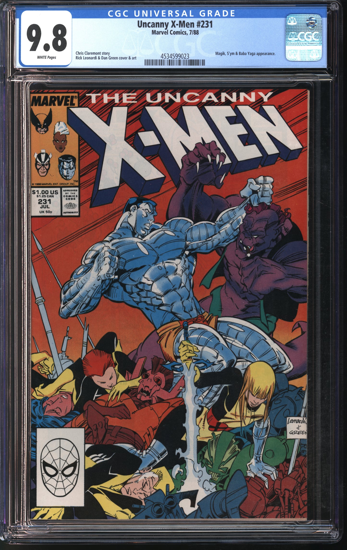 Marvel Comics Uncanny X-men #231 7/88 CGC 9.8 White Pages