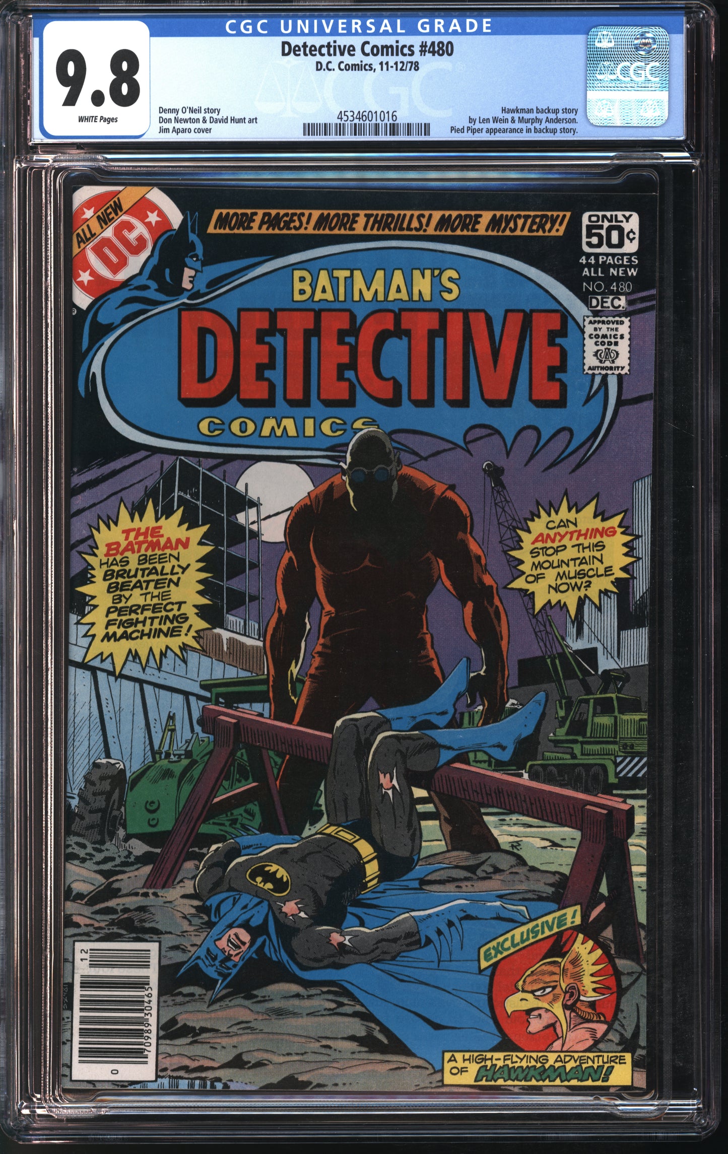 D.C. Comics Detective Comics #480 11-12/78 CGC 9.8 White Pages