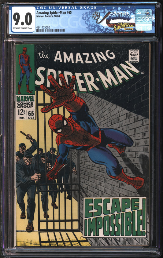 Marvel Comics Amazing Spider-Man #65 10/68 FANTAST CGC 9.0 Off-White to White Pages