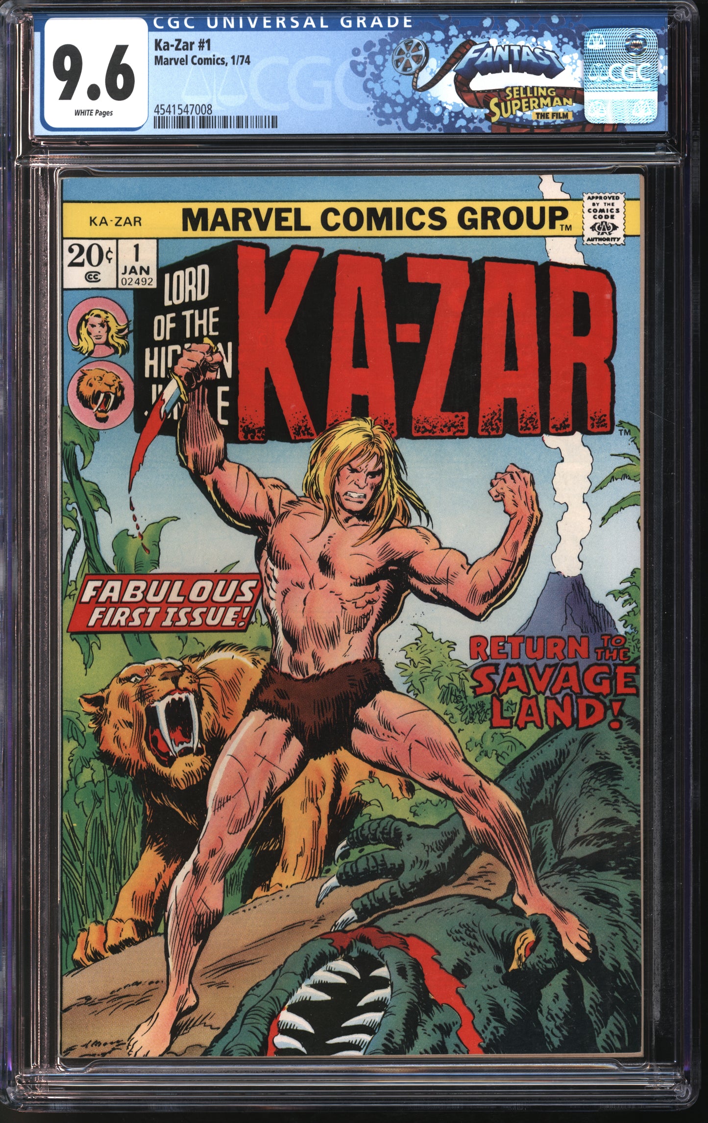 Marvel Comics Ka-Zar #1 1/74 FANTAST CGC 9.6 White Pages
