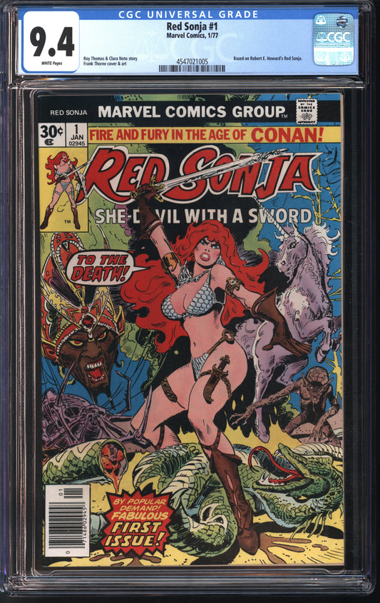 Marvel Comics Red Sonja #1 1/77 CGC 9.4 White Pages