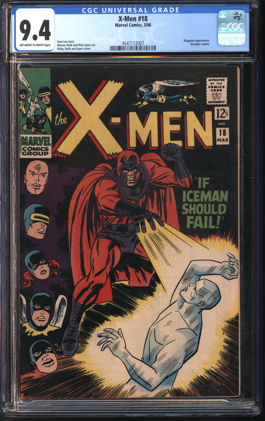 Marvel Comics X-men #18 3/66 CGC 9.4 Off-White to White Pages