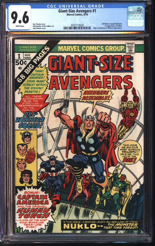 Marvel Comics Giant-Size Avengers #1 8/74 CGC 9.6 White Pages