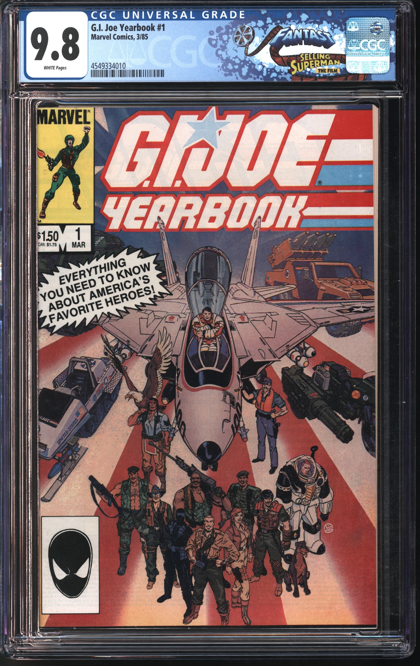 Marvel Comics G.I. Joe Yearbook #1 3/85 FANTAST CGC 9.8 White Pages