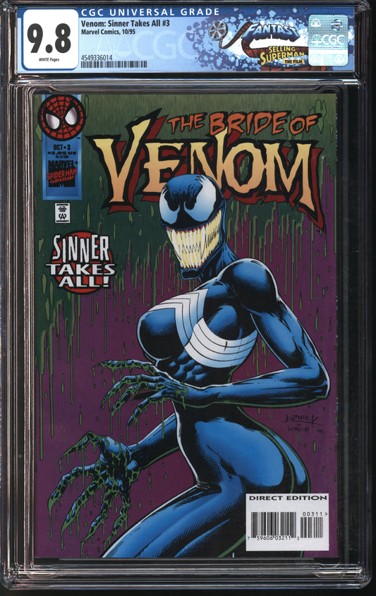 Marvel Comics Venom: Sinner Takes All #3 10/95 FANTAST CGC 9.8 White Pages
