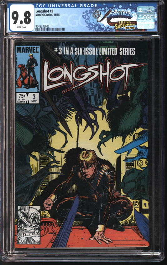 Marvel Comics Longshot #3 11/85 FANTAST CGC 9.8 White Pages
