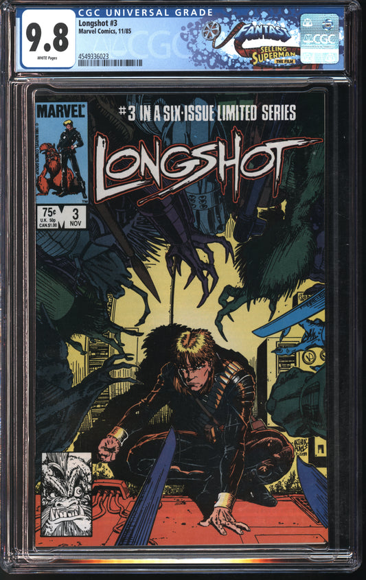 Marvel Comics Longshot #3 11/85 FANTAST CGC 9.8 White Pages